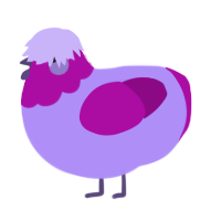 A lilac and plum chicken with a head pattern