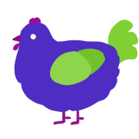 A indigo and grass chicken