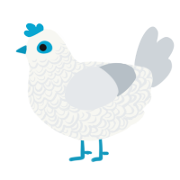 Blueberry Flashbang, a white and mist chicken with a double-lace pattern