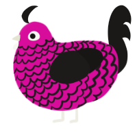 Rambutan, a fuchsia and sable chicken with a lace pattern