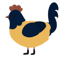 A honey and tumblr chicken with a head pattern