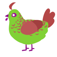 A grass and red chicken with a half-lace pattern