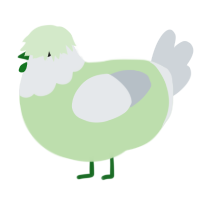 A gluppy and mist chicken with a head pattern