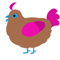 A brown and fuchsia chicken