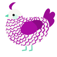 A white and plum chicken with a lace pattern