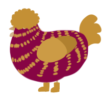 A maroon and gold chicken with a bar pattern