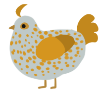 A silver and ochre chicken with a speckle pattern