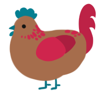 A brown and crimson chicken with a neck-speckle pattern