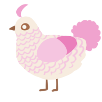 A cream and pink chicken with a lace pattern