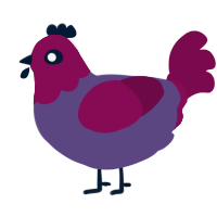 A overcast and wine chicken with a head pattern