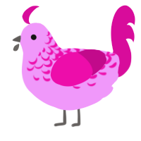 A lavender and fuchsia chicken with a half-lace pattern