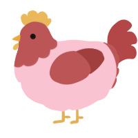A rose and red chicken with a head pattern
