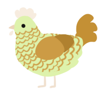 A apple and gold chicken with a lace pattern