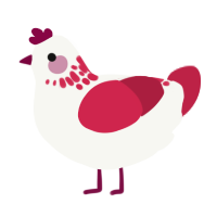 blood upon the snow, a white and crimson chicken with a neck-speckle pattern
