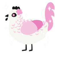 Chrysanthemum, a white and pink chicken with a half-lace pattern