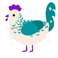 A cream and teal chicken with a half-lace pattern