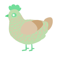 Little Rover, a gluppy and beige chicken with a lace pattern
