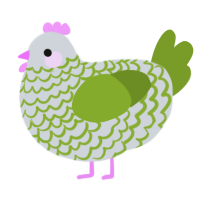 A mist and chartreuse chicken with a lace pattern