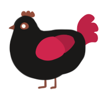 A sable and crimson chicken