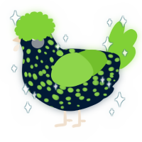 A tumblr and grass chicken with a speckle pattern