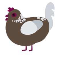 slunkling, a bark and mist chicken with a neck-speckle pattern
