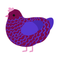 Peeko, a wine and indigo chicken with a lace pattern