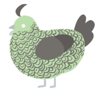 Peppermint, a gluppy and grey chicken with a double-lace pattern