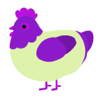 Barney, a apple and violet chicken with a head pattern