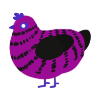 Dark Purpul, a plum and black chicken with a bar pattern
