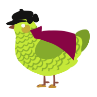 A lime and chartreuse chicken with a lace pattern