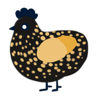 A sable and honey chicken with a speckle pattern