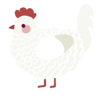 white baby, a white chicken with a lace pattern