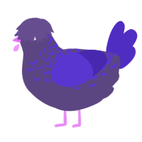 A overcast and indigo chicken with a half-lace pattern