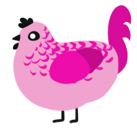 Pannnkkk, a pink and fuchsia chicken with a half-lace pattern