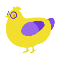 A yellow and blurple chicken