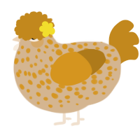 A beige and ochre chicken with a speckle pattern