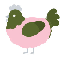 A rose and olive chicken with a head pattern