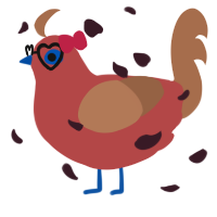 A red and brown chicken