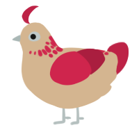 A beige and crimson chicken with a neck-speckle pattern