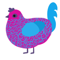Hibiscus, a fuchsia and sky chicken with a double-lace pattern
