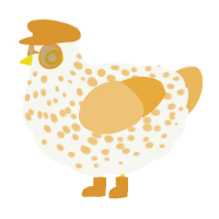 A white and honey chicken with a speckle pattern