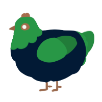A tumblr and viridian chicken with a head pattern