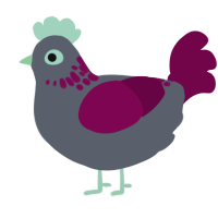 Crimson, a grey and maroon chicken with a neck-speckle pattern