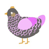 A grey and lavender chicken with a lace pattern