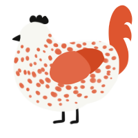 Candied Orange, a white and vermilion chicken with a speckle pattern
