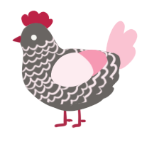A grey and rose chicken with a lace pattern