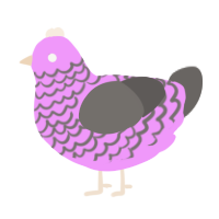 A lavender and grey chicken with a lace pattern