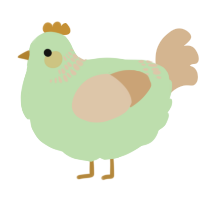 A gluppy and beige chicken with a neck-band pattern