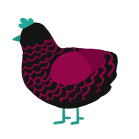 A Vote For Anarchy, a black and maroon chicken with a lace pattern