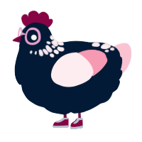 Grass Jelly, a tumblr and rose chicken with a neck-speckle pattern